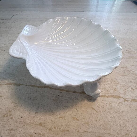 Vintage Spode White Porcelain Shell Trinket Dish With Dolphin Feet - Picture 14 of 15